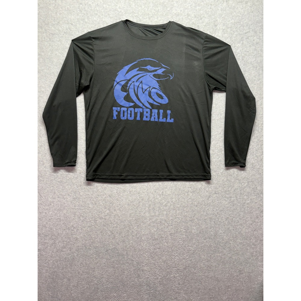 Mens Football Coach Eagle Graphic Long Sleeve Performance Shirt Black Blue